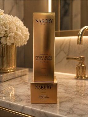 Nakery Beauty GOLD Power Blend Elixir Serum & Night Lift Repair Cream Bundle!!!